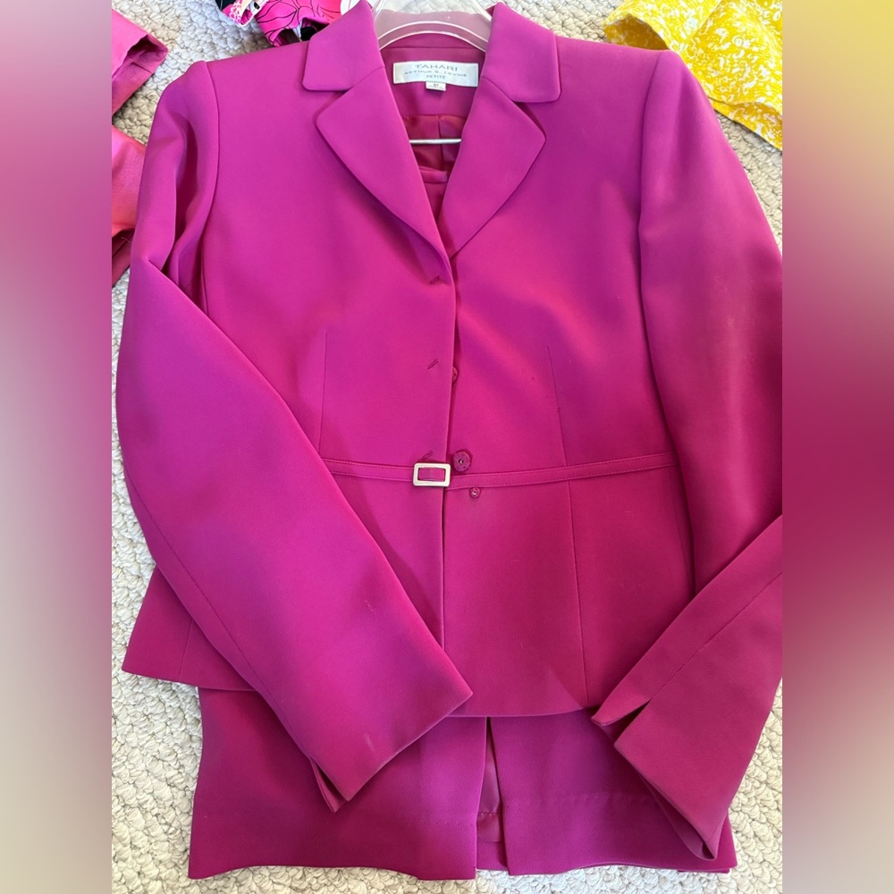 Tahari Pink Blazer Structured Fit Classic Design
